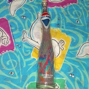 80s Pepsi Diet Stretched Sand Glass Bottle Vintage